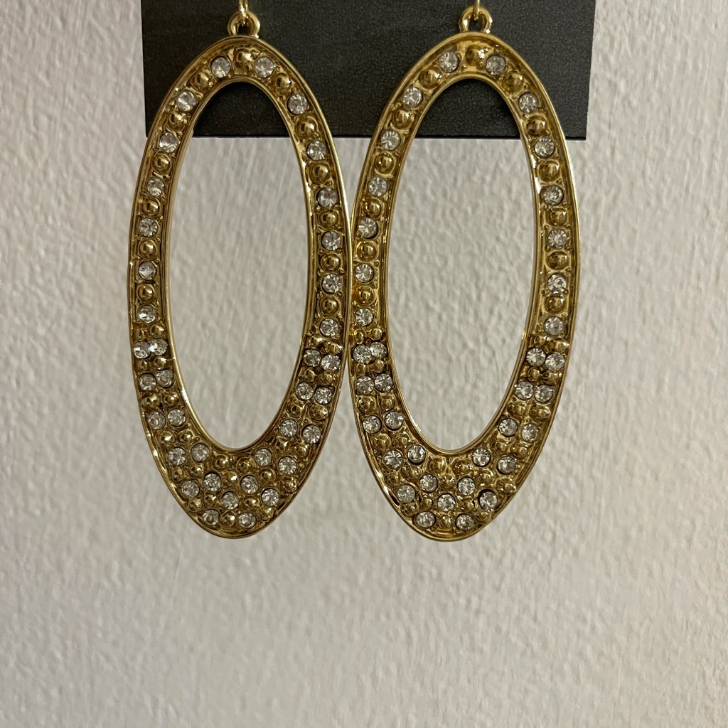 Nwt Massini Gold Rhinestones Large Earrings Box2 12$